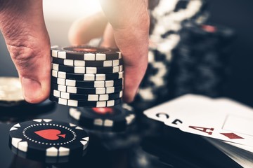 Poker Player Placing Bid