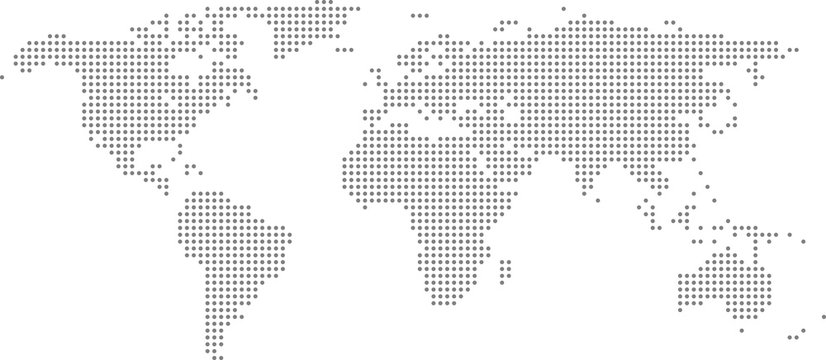 Dotted world map on white background. World map template with continents, North and South America, Europe and Asia, Africa and Australia © ohaiyoo