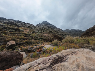 Fototapeta na wymiar mountain landscape with blue sky, in the Canary Islands