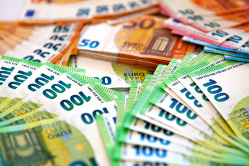 Euro banknotes, a lot of money