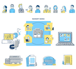 リモートワーク　イメージセット
