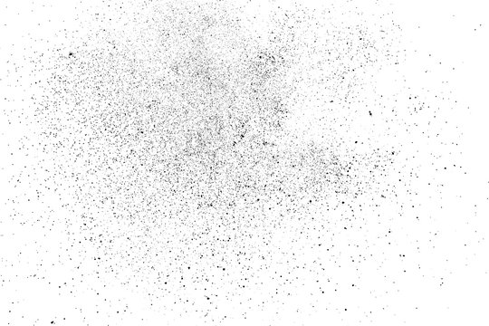 Black grainy texture isolated on white background. Dust overlay. Dark noise granules. Digitally generated image. Vector design elements. Illustration, Eps 10.