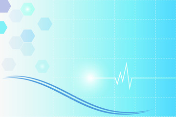 Abstract medical sign art creative on blue background. Heart pulse signal on blue background.