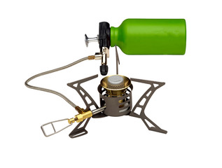 portable camping stove on white background 