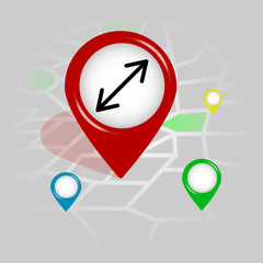 resize arrow icon. Simple glyph vector of Arrow location pin set for UI and UX, website or mobile application