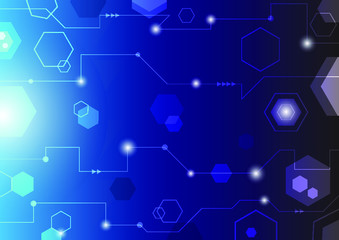 Blue hi-tech abstract background, vector illustration