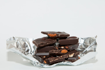 chocolate pieces on the foil
