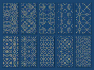 Big set seamless oriental patterns. Islamic patterns with arabic and moroccan ornaments and motif for Ramadan Mubarak