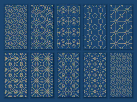 Big set seamless oriental patterns. Islamic patterns with arabic and moroccan ornaments and motif for Ramadan Mubarak