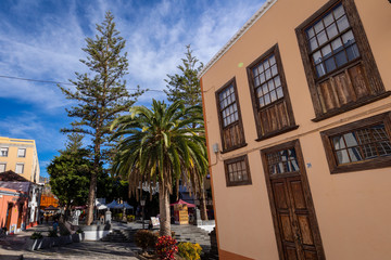 Naklejka premium Traditional architecture at Santa Cruz - capital city of the island of La Palma, Canary Islands, Spain.