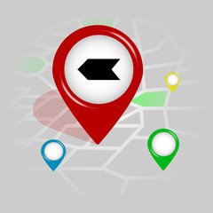 left arrow icon. Simple glyph vector of Arrow location pin set for UI and UX, website or mobile application