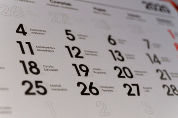 11, 12,18, 19, 25, 26, 27 March 2020 Covid-19, coronavirus, calendar date
