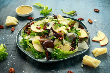Vegetarian Fennel and apple salad with pecan nuts and Pecorino romano cheese shavings