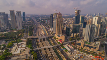 Naklejka na ściany i meble Tel Aviv-Ramat Gan city center aerial drone view