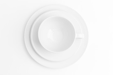 white background with white utensils, top view, nobody