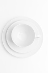 white background with white utensils, top view, nobody