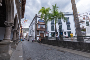 Old baroque chuch of Iglesia El Salvador in the center of Santa Cruz De La Palma. Canary Islands, Spain.