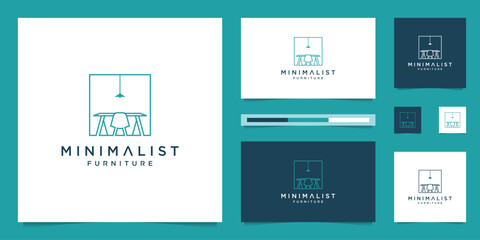 Premium furniture logo design. Luxurious interior design line sofa chairs and desk.