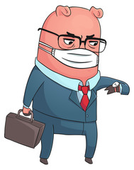 Business Pig Wearing a Mask