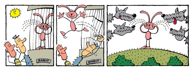 rabbit wolf zoo freedom comic strip funny 