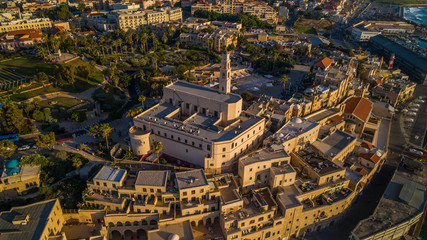 Fototapeta premium Jaffa in Israel, aerial drone view