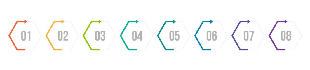 Minimal Business Infographics template. Timeline with 8 steps, options and marketing icons .Vector linear infographic with eight conected elements. Can be use for presentation.