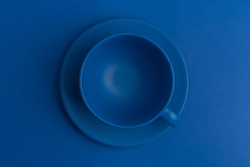 blue background with blue utensils, top view, nobody, color of the year