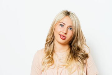 Naklejka premium Woman showing tongue