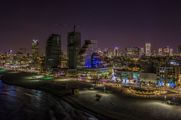 Fototapeta na wymiar Tel aviv promenade, Israel, aerial drone view