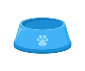 Pet food bowl for dog cat vector icon. Pet plate isolated flat feed bowl