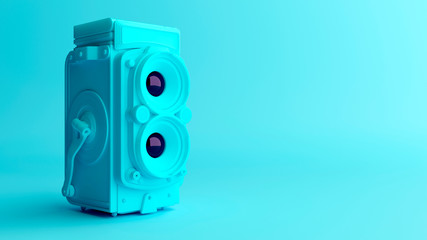3d image of film camera in minimal style. Isolated in studio.