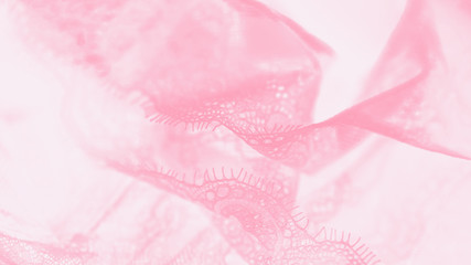 Pastel silk lace lingerie, pink color background, 16:9 panoramic format panorama