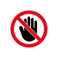 Hand forbidden stop icon. Vector warning symbol stop entry sign concept