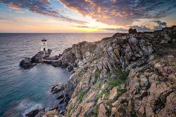 Capo Ferro lighthouse in Sardinia, Italy.