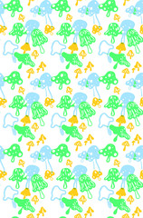 cute mushroom pattern illustration in vector