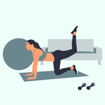 chica joven entrenando en casa, rutina de ejercicios, mancuerdas, motivaci&ograve;n personal