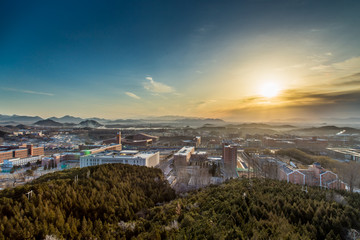 sunset over the city