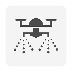Agriculture drone vector icon. Sprayer vehicle technology for professional 4.0 farmer to spray toxic chemical to crop, plant i.e. fertilizer, pesticide, herbicide, insecticide in smart farm, farmland.