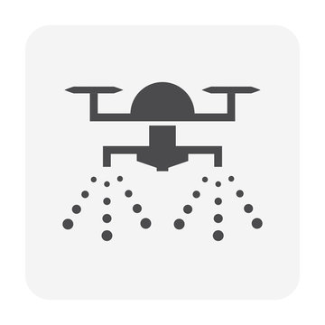 Agriculture drone vector icon. Sprayer vehicle technology for professional 4.0 farmer to spray toxic chemical to crop, plant i.e. fertilizer, pesticide, herbicide, insecticide in smart farm, farmland.