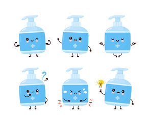 Cute happy smiling antiseptic bottle