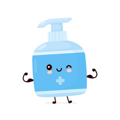 Cute happy smiling antiseptic bottle