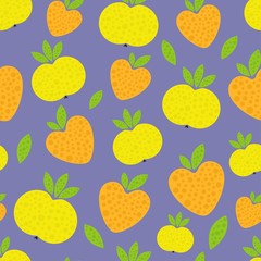 pattern yellow apple on violet