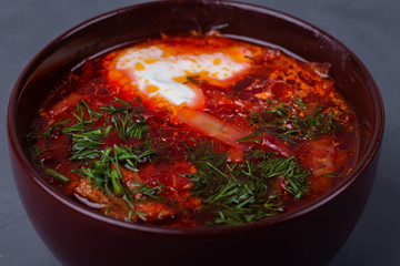 Ukraine borscht with sour cream