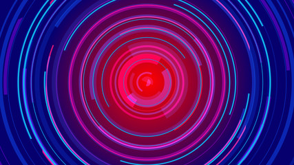 Circle neon lines technology Hi-tech blue background. Abstract graphic digital future concept design.