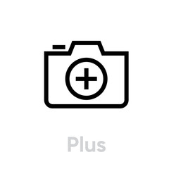 Plus icon. Editable Vector Outline.