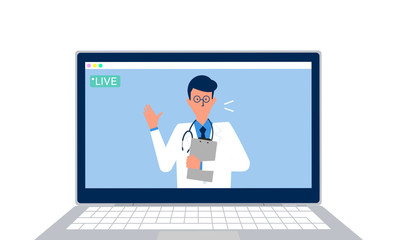 医師のオンライン診療のイラストイメージ
