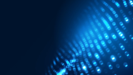 Obraz premium Dot blue wave light screen gradient texture background. Abstract ai technology big data digital background. 3d rendering.