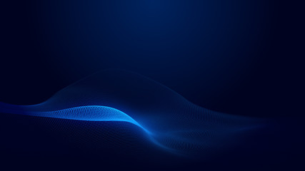 Dot blue wave light screen gradient texture background. Abstract ai technology big data digital background. 3d rendering.
