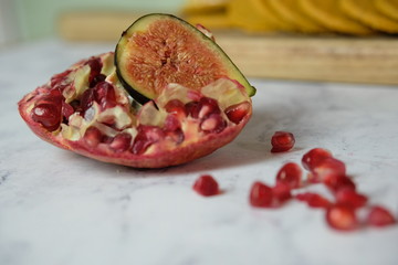 A pomegranate and a fig