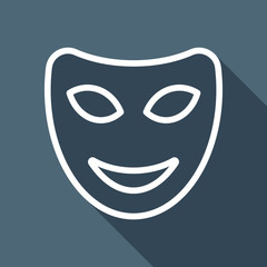 Smile mask of theatre, face with happy emotion, sign of comedy.